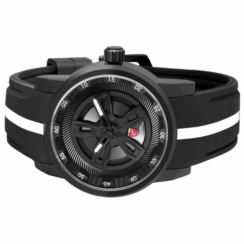 Thresher SHARK Sport Watch Men New Brand Luxury Racing Wheel Design Quartz Silicone Band Watches Waterproof Relogio /SH501